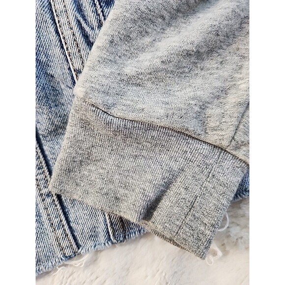 LEVIS Jacket Mens Extra-Large Trucker Cut Off Flannel Sleeves Denim Blue Jean XL - Picture 4 of 9